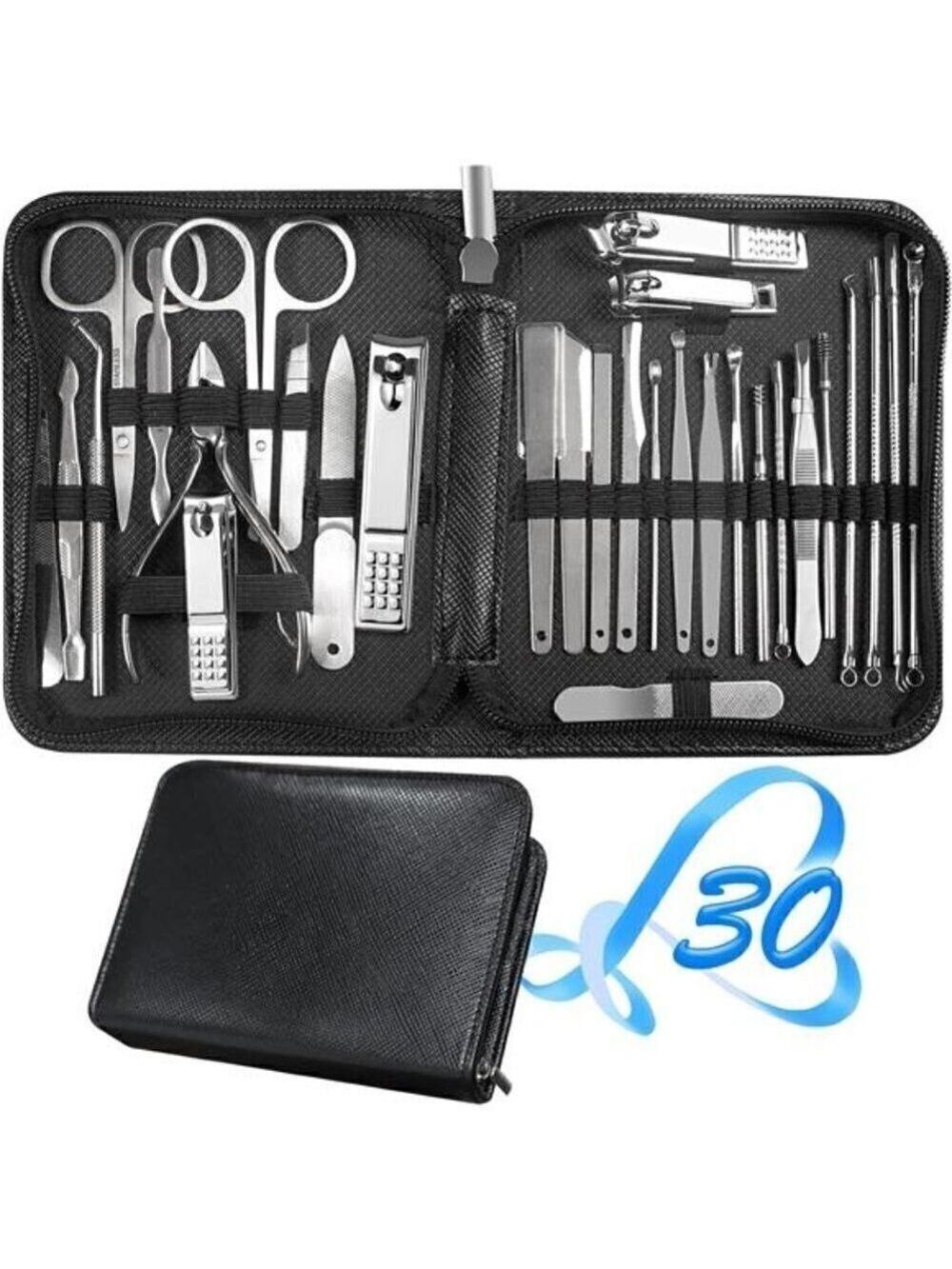 Manicure 30 n 1 Nail Clipper Fingernail Toenail Pedicure Manicure BLACK SILVER